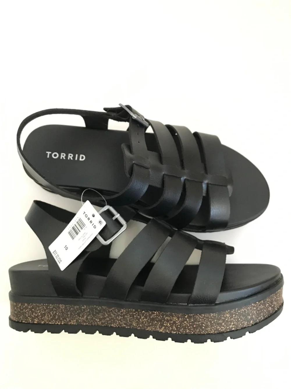 TORRID Fisherman Platform Sandals Extra Wide Width Black Women’s Size 10 WW